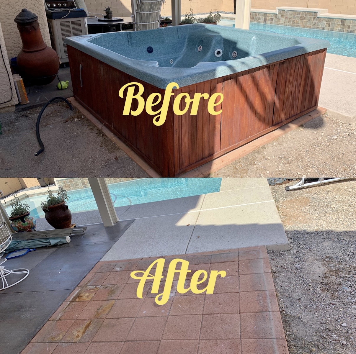 Las Vegas hot tub removal before and after photo