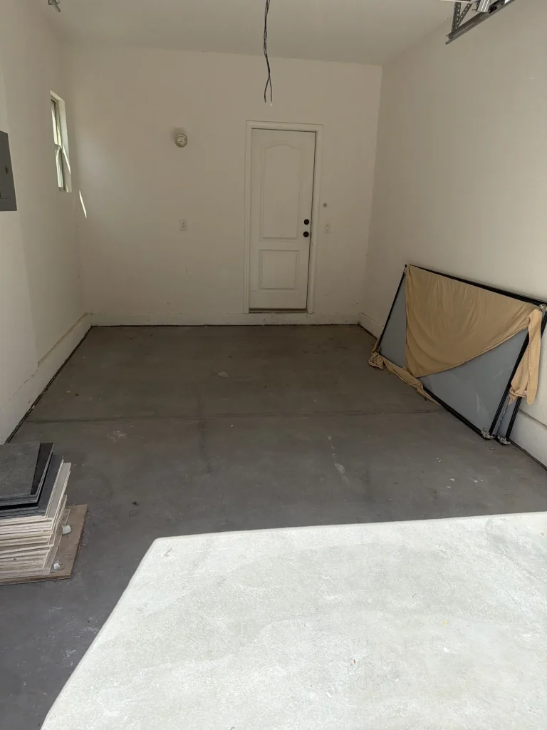 Empty garage in a Centennial Hills home after a junk removal cleanout